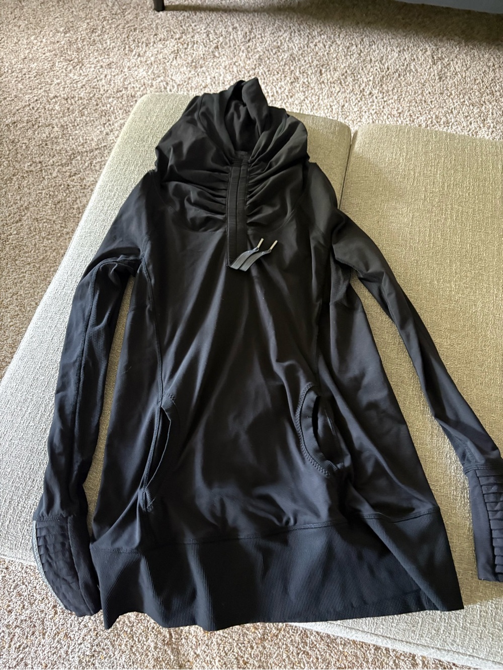 lululemon athletica Black Pullover tunic with Gathered Neck